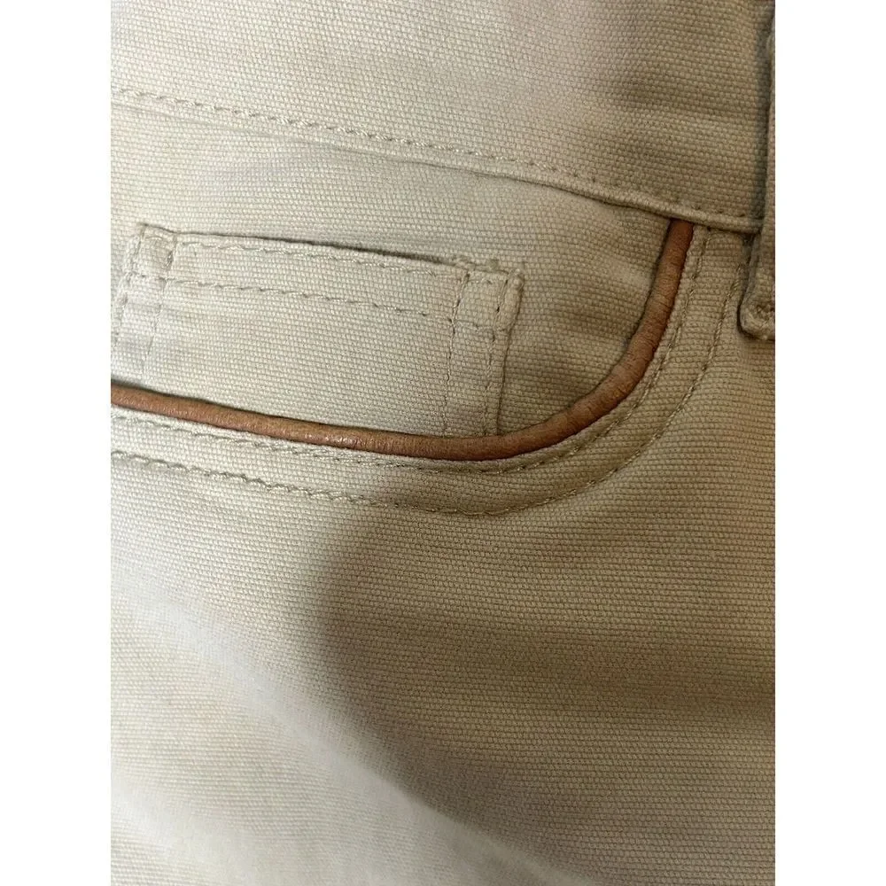 Roberto Cavalli Italy Vintage Tan Wide Leg Leather Accent Jeans Sz M